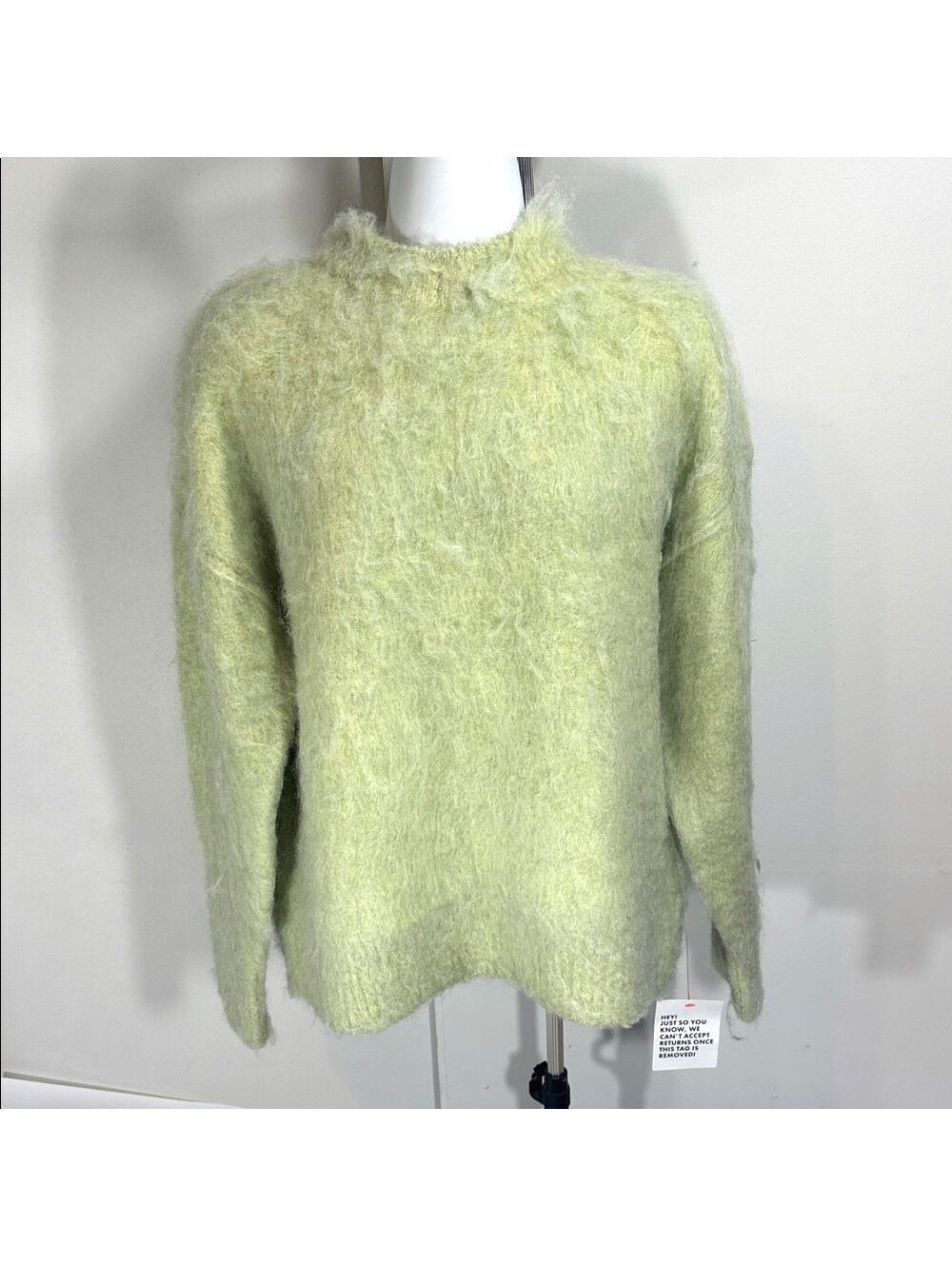 NWT SMALL Topshop Soft Fuzzy Fluffy Lime Green Sweater new